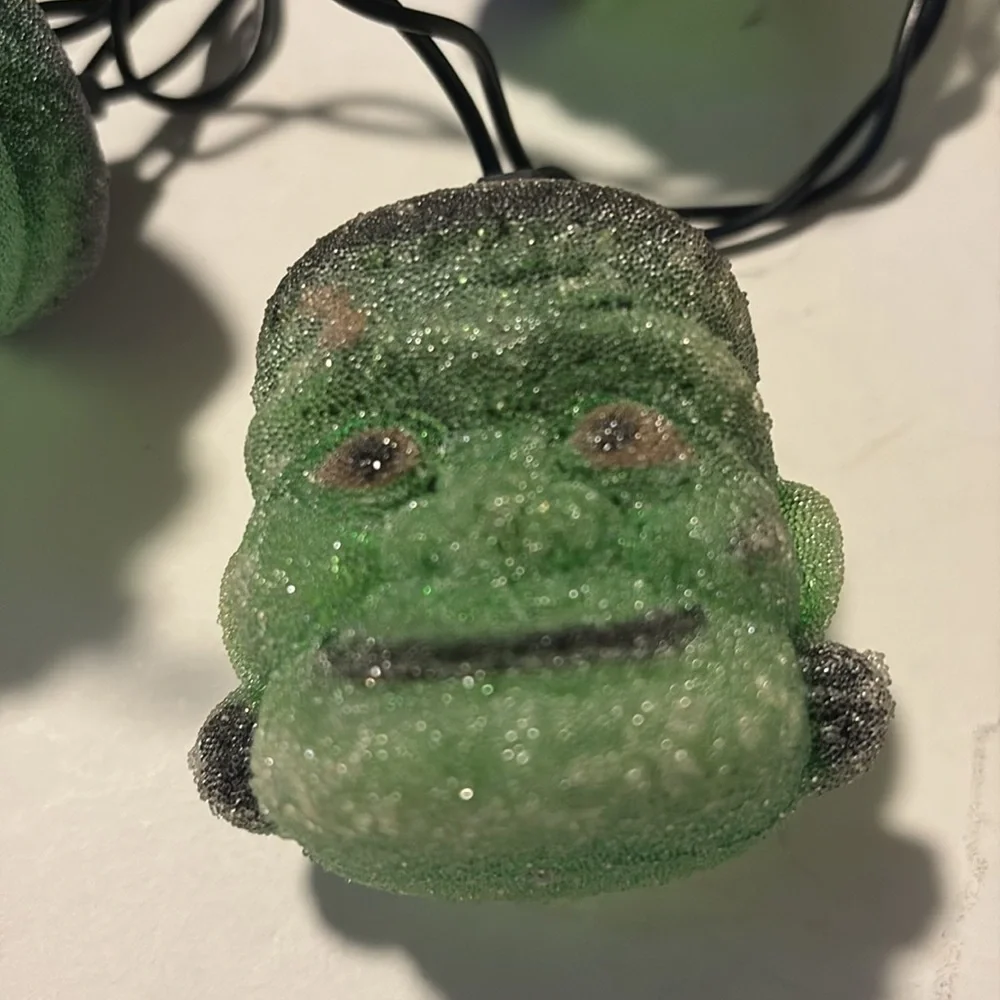 Frankenstein Blow Mold String Lights Halloween Pumpkin Hollow TESTED 1996 VTG
